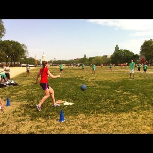 I played field hockey and lacrosse in high school, but kickball's my team sport now